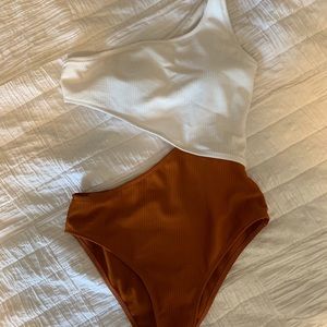 NWOT Bathing Suit White and Orange
